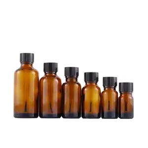 Stock 2ml Botella de aceite esencial de vidrio ámbar Envase cosmético Frascos de aceite de perfume pequeños de vidrio fino