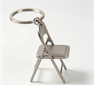 Metal Folding Chair Keychain Silver <b>Key</b> <b>Ring</b> Chair Pendant <b>Bag</b> Charm - Product Image 2