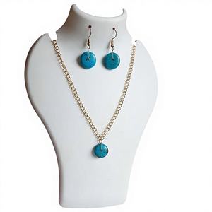 Magnifique collier en argent sterling avec perles donut turquoise d'Arizona de 7-12 mm à grand trou, fait main, plaqué argent, bijoux tendance pour - Product Image 1