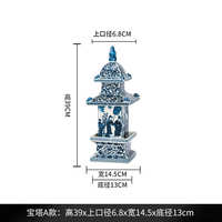 Sculpture de pagode en céramique de porcelaine bleue et blanche antique de Jingdezhen, design Feng Shui émaillé, style ange, décoration d'intérieur