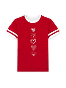 T-shirt girocollo da donna Resyla a maniche corte con stampa a cuore, casual per tutti i giorni, 100% cotone jersey, primavera estate - Product Image 1