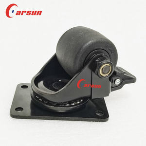 New 2 Inch Heavy Duty Steel Nylon Ball Bearing Industrial Caster Wheels Swivel Brake for <b>Trolleys</b> OEM Customizable <b>Black</b> Thread - Product Image 4
