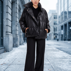 2022 Hooded Reversible Waterproof <b>Sequined</b> Fake Fur Collar Short Custom Size Women's Puffer Winter Coat - Product Image 3