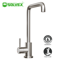 Keran Dapur SOLVEX Desain Kontemporer Bahan Stainless Steel 304 Pemasangan di Dek 1-Tombol Garansi 5 Tahun Hotel Mal Aliran Ber-akar