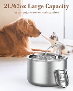 2L Stainless Steel Cat Water Fountain Ultra-Quiet Pump Automatic <strong>Dog</strong> Dispenser Water <strong>Bowl</strong> Multiple Pets Water Fountain - Product Image 4