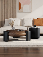 Table basse minimaliste pour salon, idéale pour les petits espaces, design vintage moderne de style italien, en bois de noyer noir, aucun assemblage requis
