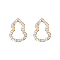 Boucles d'oreilles clous en argent S925 avec zircon, motif gourde ajouré, dorées, bijoux de luxe légers pour femmes, vente en gros