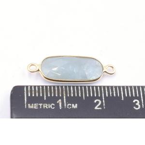 อะความารีนรูปร่างรูปไข่ตัวเรือนสีเงินขั้วต่อชุบทองสำหรับการเกิดมอดเดือนมีนาคมสัญญาณราศีของราศีมีนและราศีกุมภ์ - Product Image 2