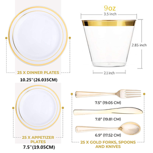 150 piezas de plata vajilla de bodas y recepciones: bufé-servicio para 25 platos desechables - Product Image 5