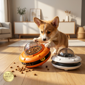 Distributeur automatique <span class=keywords><strong>de</strong></span> nourriture pour chien et chat, jouet pour l'entraînement IQ et le soulagement <span class=keywords><strong>de</strong></span> l'ennui, avec design UFO et boule à clochette - Product Image 2