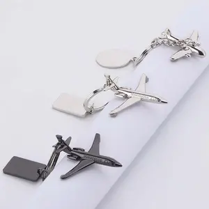 Custom Design High Quality Zinc Alloy Airplane Pendant Keychain Personalized Plane Keyring with Metal Tags for Creative Gifts