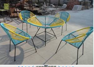 अकापुल्को रेट्रो कुर्सी आउटडोर घर आंगन बिस्ट्रो 3 टुकड़ा रेट्रो आँगन कुर्सी और मेज सेट - Product Image 2