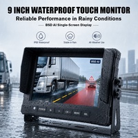 Moniteur DVR étanche PWAS 9 pouces avec détection IA BSD, alerte de sécurité piéton/véhicule, caméras de recul 1080P pour camion et camping-car