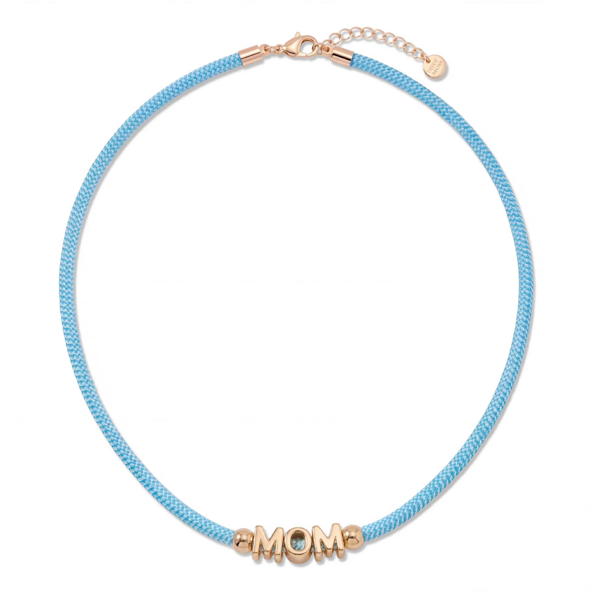 Light blue woven mom necklace