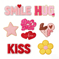 Commande en gros de patchs en tissu de dentelle brodés et gaufrés 3D personnalisés, badges thermocollants avec logo de marque pour vestes et sacs