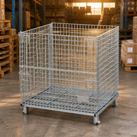 Conteneur métallique pliable à mailles ouvertes électrozingué 5 couches, haute visibilité, capacité 1000-1500 kg, vente directe usine, OEM