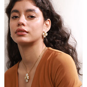 JINYOU 2783ヴィンテージアクリル花びらステンレスリングイヤリング金メッキ花ペンダントネックレスジュエリーセットギフト用 - Product Image 5