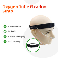 Bandeau de fixation antidérapant en silicone pour canule nasale à oxygène, sangle de maintien pour tube d'oxygène 2,5x65cm, Noir/Bleu, 40g, Logo OEM
