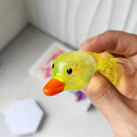 Jouet Squishy en Plastique Transparent en Forme de Canard Pailleté, à Rebond Lent, Anti-Stress, Jouet Sensoriel à Presser pour Enfants de 14 Ans et Plus, Vente en Gros