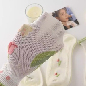 Women Ankle Socks With Tulip Flowers Breathable Mesh Sweat Absorbing Regular Casual Style Short Low Top Summer Socks - Product Image 5