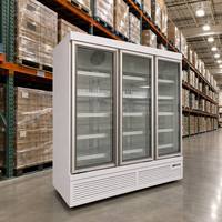 Congélateur vertical commercial à triple porte, grande capacité, refroidisseur de boissons avec éclairage LED, dégivrage automatique, refroidissement par air