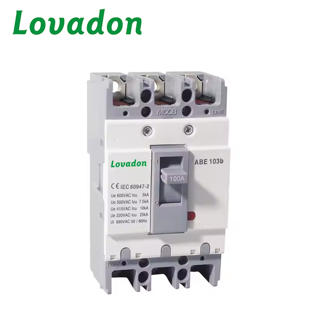 ABE103B 3P Adjustable MCCB Circuit Breaker 100A 600V 25KA Breaking Capacity Thermal-Magnetic Trip Unit IEC60947-2 Standard CE