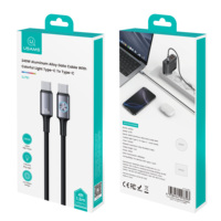 USAMS SJ751 kabel Data pengisian cepat, kabel Data pengisian cepat Tipe C 240W 1.2M PD tipe C, USB-C ponsel Android lampu warna-warni murah untuk Macbook