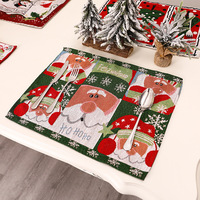 Set de table carré en coton tissé imprimé personnalisé pour Noël, 33x47cm, marque ROYA, pour la maison, les restaurants, les bars, les hôtels