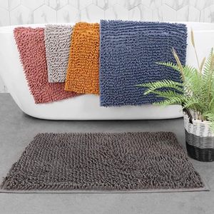 Modern Absorbent Polyester Chenille Bath Rug Set Plush Bath <b>Mats</b> Non-slip Rubber Backing Thick Washable BSCI Certified Home - Product Image 5