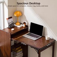 Table de bureau pliante en bambou avec étagères et bureau d'étude pliant peu encombrant