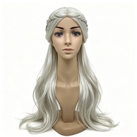 Perruque de princesse tressée blanche mi-haute, postiche complet pour cosplay, accessoire de costume pour anniversaire, déguisement, jeu de rôle