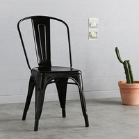 Kursi Makan Metal Retro dengan Dudukan Kayu Alami, Kursi Kafe Bistro Industrial untuk Furnitur Ruang Makan Modern
