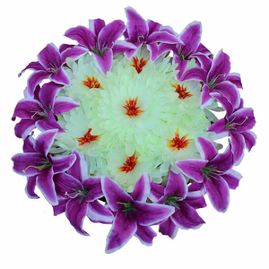 <span class=keywords><strong>Flores</strong></span> decorativas <span class=keywords><strong>de</strong></span> lirio, guirnaldas <span class=keywords><strong>de</strong></span> <span class=keywords><strong>flores</strong></span> púrpuras artificiales <span class=keywords><strong>para</strong></span> arreglo funerario - Product Image 2