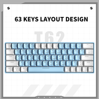 Teclado Gaming Profesional Portátil con Retroiluminación LED RGB, 60%, 62 Teclas con Interruptores Azules, Interfaz USB para PC y Laptop