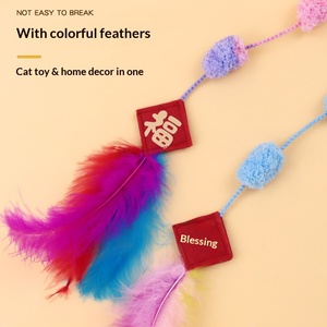 Baguette de <span class=keywords><strong>chat</strong></span> style chinois avec motif porte-bonheur, plume en polyester, design télescopique, jouet interactif pour tous les âges - Product Image 4