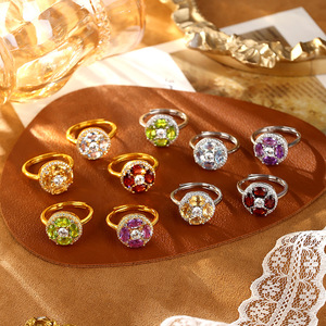 9 Dainty Cluster 4*6mm Oval cut <b>Garnet</b> Floral <b>Rings</b> 925 Silver Gold Plated Colorful Gemstone Natural Stone Jewelry Wholesale - Product Image 3