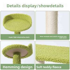 Sevimli İç Mekan Kedi Ağacı, Tamamen <span class=keywords><strong>Sisal</strong></span> Kaplı Tırmalama Direkleri, Yeşil Peluş Kadife <span class=keywords><strong>Sisal</strong></span>, Güvenli Yapı, Çok Katlı - Product Image 5