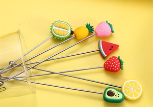 Palillos de Bambú Decorativos Personalizados de Acero Inoxidable 304 con Forma de Corazón y Flores para Comida, Pastel, Fruta - Product Image 4