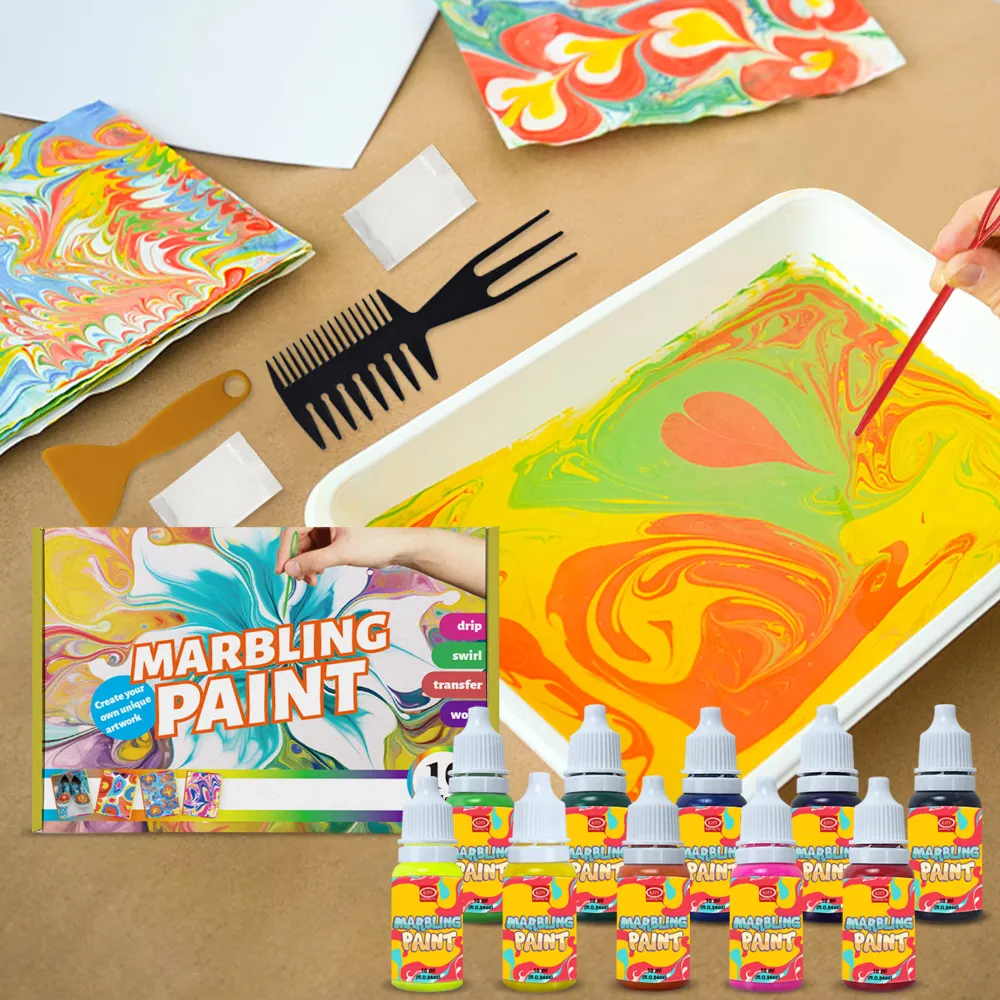 KHY campione gratuito 10 Ebru per la Russia Kid Nature Painting On Marbling Set colore marmorizzato Kid Paint Magic Water Draw Paint Kit