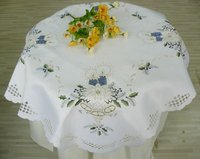 Nappe de luxe brodée à motif végétal en polyester/coton, motif ajouré, lavable, pour la maison, les restaurants et les événements de mariage