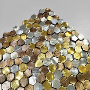 Sang trọng tường backsplash gạch kim loại khảm Cổ Phiếu giải phóng mặt bằng vàng hình lục giác D nền Rắn Lục giác nhôm chải Gạch Mosaic - Product Image 6