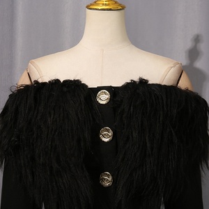 AIMEISI Nouvelle personnalité Street Style élégant une épaule <span class=keywords><strong>plume</strong></span> bouton irrégulier luxe <span class=keywords><strong>Blazer</strong></span> veste Blazers pour les femmes - Product Image 6