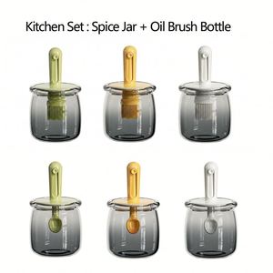 <b>Kitchen</b> <b>Gadget</b> Cooking Organizer 2 in 1 Retractable Spoon & Lid Spice Jar 300ml 10oz Salt Sugar Pepper Condiment Seasoning Jars - Product Image 6