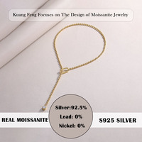 Collier minimaliste en forme de Y en argent sterling 925 plaqué or 18 carats avec pendentif Lariat Moissanite pour femmes