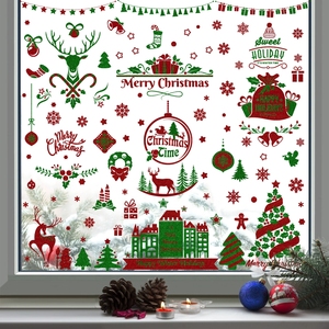 Set de Adhesivos Estáticos para Ventanas con Diseño de Castillo de Nieve Navideño, con Purpurina Dorada y Copos de Nieve, para Decoración Navideña del Hogar, Magia Invernal - Product Image 4