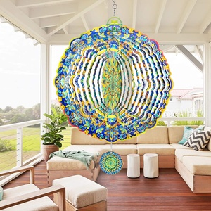 Molino de Viento 3D Mandala, Molino de Viento Colgante de Acero Inoxidable para Adornos de Jardín, Molinos de Viento Espirales de Plástico con Diseño de Pavo Real - Product Image 4