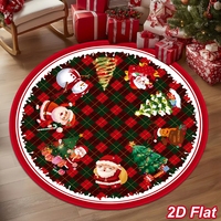 Weihnachtsmann Runde Kristall-Samt-Bodenmatte Weihnachtsmatte Innendekoration Weihnachts-Bodenteppich für Haustür Wohnzimmer Weihnachtsdeko