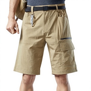 Shorts cargo pour homme, couleur unie, en toile, taille mi-haute, séchage rapide, fermeture éclair, décontractés, style Bermuda, avec plusieurs poches - Product Image 1