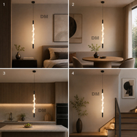 Luminaires suspendus LED linéaires verticaux modernes nordiques, lustre rustique en maille creuse courbée de luxe pour salon, chambre à coucher, table de chevet