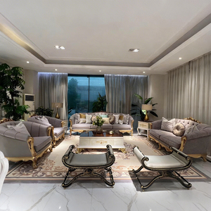 Ensemble de canapés en <span class=keywords><strong>tissu</strong></span> de style français, meubles de salon élégants et luxueux avec cadre en bois sculpté doré, décoration intérieure, canapé classique - Product Image 3